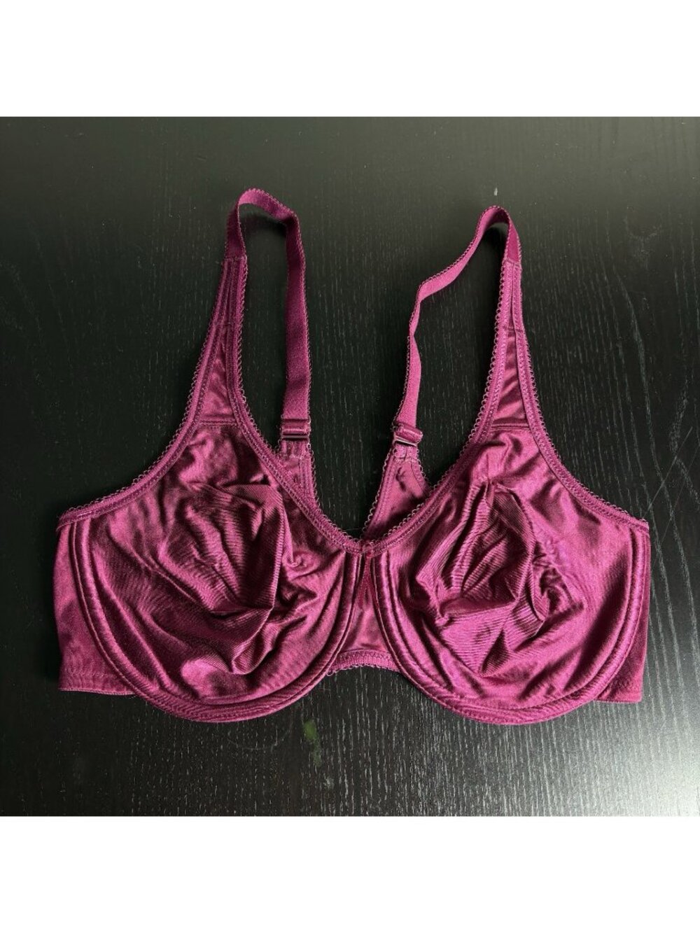WACOAL Size 38D Basic Beauty Full Figure Satin Underwire Bra, Wine, Style 855192